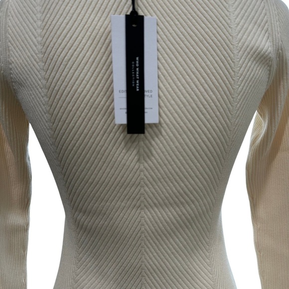 Who What Wear Collection Anneliese Herringbone Long Sleeve Top Ivory SZ M NWT - Picture 7 of 8
